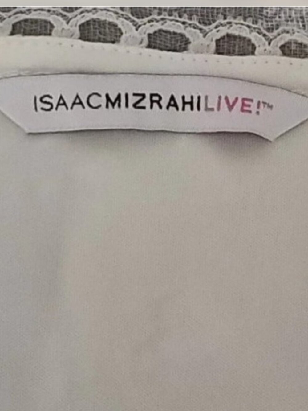 Isaac Mizrahi Live Floral Lace Short Sleeve Top Cream Grey Black Size Medium - Picture 6 of 6